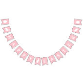 White Bunnies On Pink With Happy Easter Lettering Vlaggetjes (Alle)