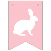 White Bunnies On Pink With Happy Easter Lettering Vlaggetjes (Tweede vlag)