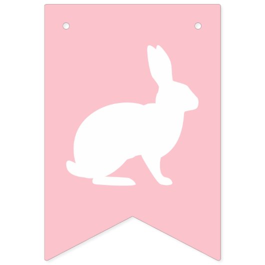 White Bunnies On Pink With Happy Easter Lettering Vlaggetjes (Tweede vlag)