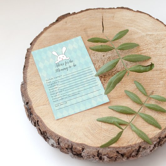 White Bunny Advice for Mouse Baby shower Game Kaart