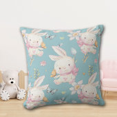 White Bunny and Butterflies Baby Nursery Kussen