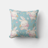 White Bunny and Butterflies Baby Nursery Kussen (Voorkant)
