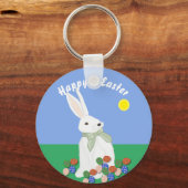 White Bunny and Eggs  Sleutelhanger (Voorkant)