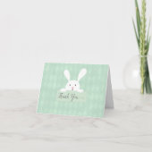 White Bunny Baby shower Green Argyle Dank je Bedankkaart (Voorkant)