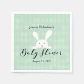 White Bunny Baby shower Modern | Groene Argyle Servet (Voorkant)