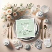 White Bunny Baby shower Modern | Groene Argyle Servet