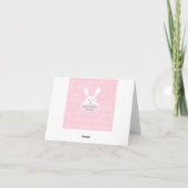 White Bunny Baby shower Pink Argyle Dank je Bedankkaart (Achterkant)