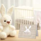 White Bunny Baby shower Tan Argyle Bedankt