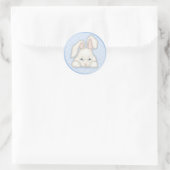 White Bunny - Blauw Ronde Sticker (Tas)