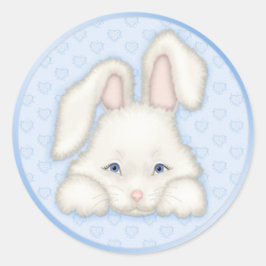 White Bunny - Blauw Ronde Sticker
