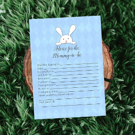 White Bunny Blue Advice voor mammie Baby shower Ga Kaart