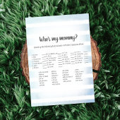 White Bunny Blue, m'n mammie Baby shower-spel Kaart