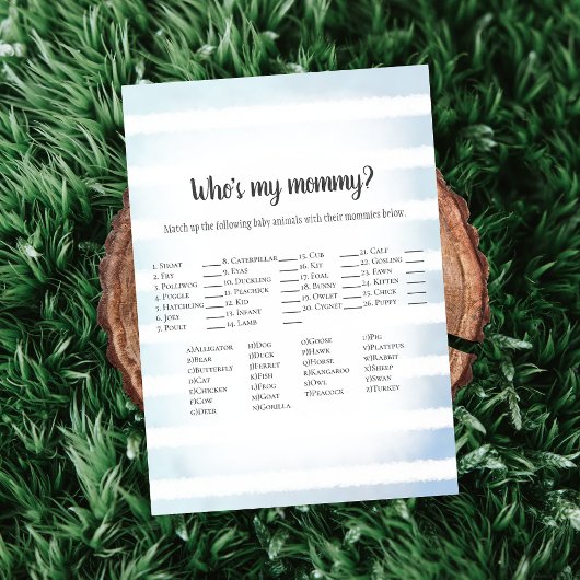 White Bunny Blue, m'n mammie Baby shower-spel Kaart