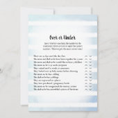 White Bunny Blue over onder Baby shower Kaart (Voorkant)