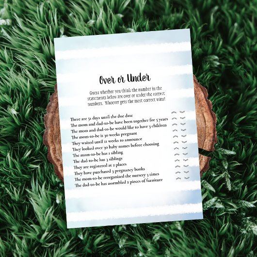 White Bunny Blue over onder Baby shower Kaart