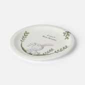 White Bunny Botanical Neutral Baby shower Papieren Bordje (Gekanteld)