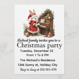 White Bunny Christmas Party Invitation Kaart