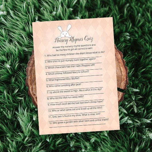 White Bunny Coral Argyle Nursery Rhymes Game Kaart