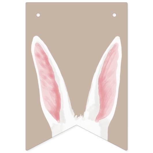 White Bunny Ears And Carrots Happy Easter Beige Vlaggetjes (Tweede vlag)