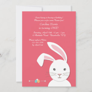 White Bunny Easter Birthday Invitation Kaart