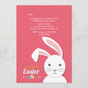 White Bunny Easter Invitation Kaart