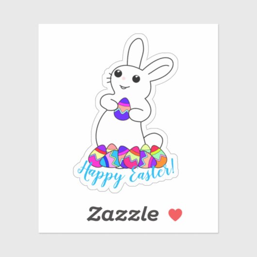 White Bunny Easter Sticker (Vel)