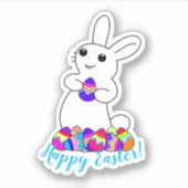 White Bunny Easter Sticker (Voorkant)