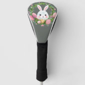 White Bunny Easter Wreath Golfheadcover (Voorkant)