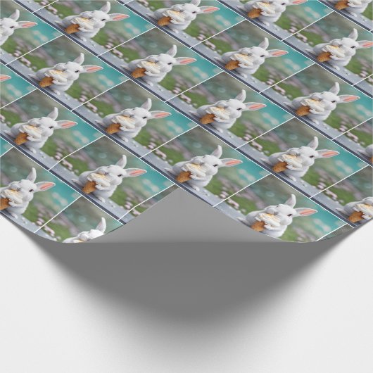 White Bunny Eating Een Ice Cream Cone Cadeaupapier (Hoek)