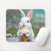 White Bunny Eating Een Ice Cream Cone Muismat (Met muis)