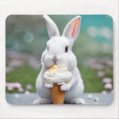 White Bunny Eating Een Ice Cream Cone Muismat (Voorkant)