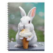 White Bunny Eating Een Ice Cream Cone Notitieboek (Voorkant)
