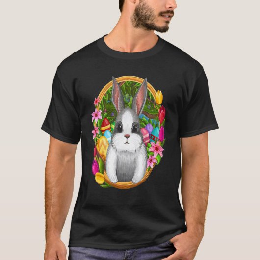 White Bunny Face Leopard Bow Stropdas Paasdagmeisj T-shirt (Voorkant)