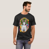 White Bunny Face Leopard Bow Stropdas Paasdagmeisj T-shirt (Voorkant volledig)