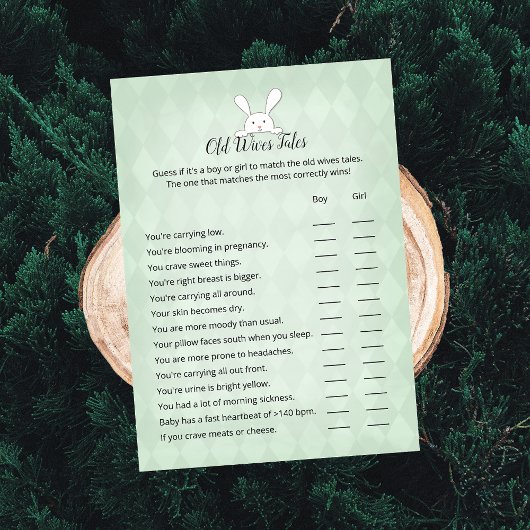 White Bunny Green Argyle Old Wives Tales Game Kaart