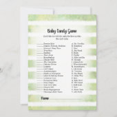 White Bunny Green Baby Snoep Baby shower Game Kaart (Voorkant)