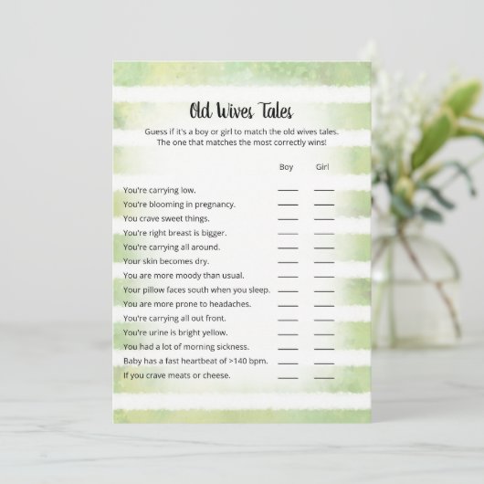 White Bunny Green Old Wives Tales Game Kaart (Staand voorkant)