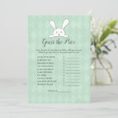 White Bunny Green raadt het Baby shower Kaart (Staand voorkant)