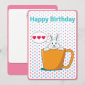White bunny Happy Birthday-kaart Feestdagenkaart (Voorkant / Achterkant)