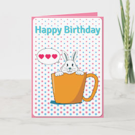 White bunny Happy Birthday-kaart Kaart