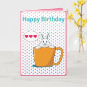 White bunny Happy Birthday-kaart Kaart (Gele Bloem)