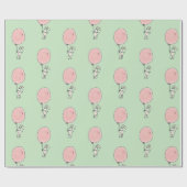 White Bunny Holding roze ballon Cadeaupapier (Vlak)