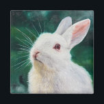 White Bunny Magnet<br><div class="desc">Put this magnet of my original oil painting of a fluffy,  white rabbit on your refrigerator,  or anywhere metal!</div>