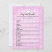 White Bunny Paars Argyle Baby Word Scramble Game Kaart (Voorkant)