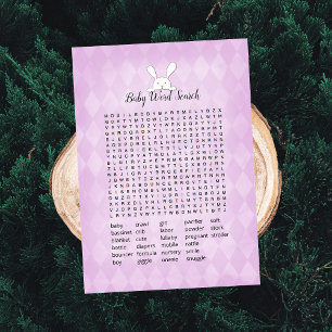 White Bunny Paars Argyle Baby Word Search Game Kaart