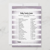 White Bunny Paars Baby Snoep Baby shower Game Kaart (Voorkant)