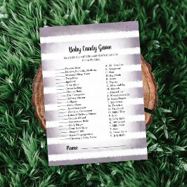 White Bunny Paars Baby Snoep Baby shower Game Kaart