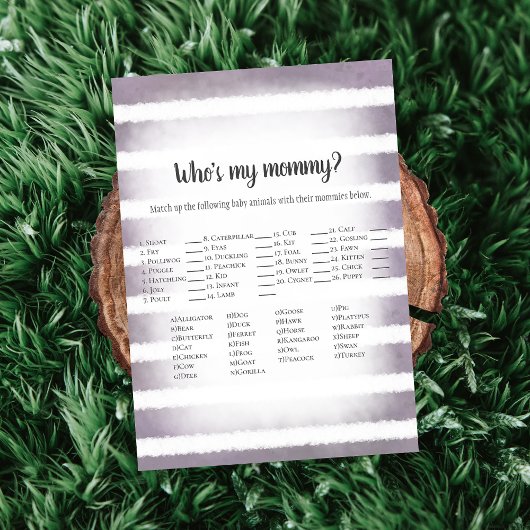 White Bunny Paars, mijn mama Baby shower-spel Kaart