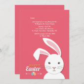 White Bunny Pasen Uitnodiging (Voorkant / Achterkant)