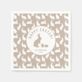 White Bunny Pattern On Beige Cute Easter Servet (Voorkant)